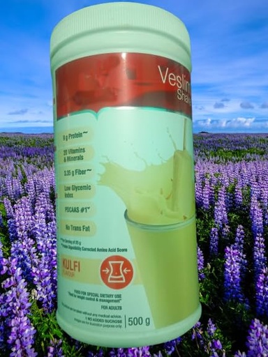 [BRSRGBQOORYRQD34] Ves#tige Ves#lim Shake Meal Replacement Powder, Kulfi Flavour, 9g Protein, 20 Vitamins & Minerals, Low Glycemic Index, 500g