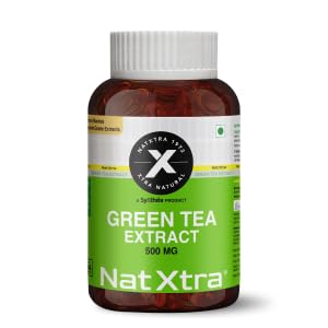 [BRSW2BICCIMBYF3D] NatXtra Green Tea Supplement | Supports Fat Reduction & Detox | Turmeric Extract with 95% Curcuminoids | 60 Vegetarian Capsules