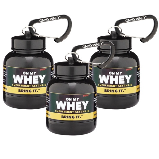 [BRSWGZICAQPQOFDP] OnMyWhey - Protein Powder and Supplement Funnel Keychain, Portable to-Go Container for The Gym, Workouts, Fitness, and Travel - TSA Approved, Classic 3-Pack