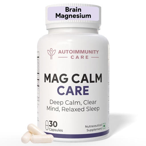 [BRSRGFL5AUFGOD37] Autoimmunity Care MAG CALM CARE – Magnesium L-Threonate + Bisglycinate with Vitamin B6 (P5P) | Brain Health Supplement for Memory, Cognitive Health, Focus, Calm & Sleep | Muscle & Nerve Support | 30 Caps (10 doses)