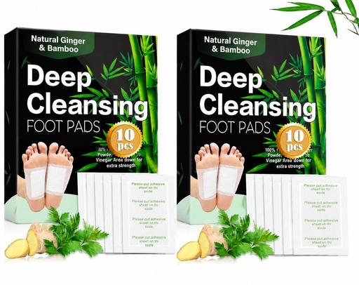 [BRSRYYAHOIHROFD6] Deep Cleansing Foot Pads for Detox & Relaxation | Natural Ginger & Bamboo Vinegar Patches for Toxin Removal, Pain Relief, Better Sleep & Circulation for Men & Women | (PACK of 2 (20 Pads))