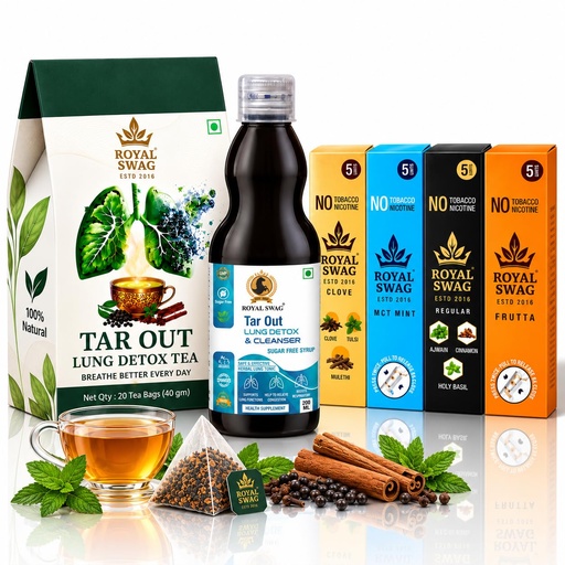 [BRSRYGD3BVYR4ET5] Royal Swag Wellness Kit – 30 Day Detox, Repair & Herbal Replace Program, Lung Detox Tea, Natural Syrup & Tobacco Free Nicotine Free Smoking Sticks
