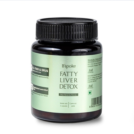 [BRSREZT2A4DRODTU] B'spoke Fatty Liver Detox | High Potency Formula for Cellular Detox & Liver Vitality | Enriched with Silymarin (Milk Thistle), Curcumin & Antioxidants | 60 Veggie Capsules