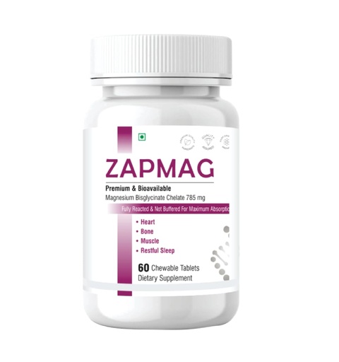 [BRSRYFQKAUMQKE37] Friska Zapmag Magnesium Bisglycinate Chelate 785mg Chewable, 60 Tablets