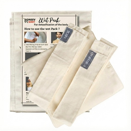 [BRSREEAEPIFR6C3A] Wet Pack | Satvic Lifestyle | Cotton Patti | Body Detox | Place on Head, Neck, Abdomen | Pain relief | Cloth bag & Manual Included | Pack of 1