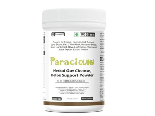 [BRSRGZTQCMGR4ELP] Paraciclon by Leewell Herbal Gut Cleanse Detox Support Powder | Stomach, Colon Cleanser | Oregano Oil, Caprylic Acid, Garlic Extract, Pau d'Arco, Berberine, Neem, Olive Leaf, Wormwood Extract -180g powder