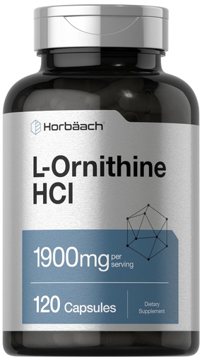 [BRSWGHD6CIIBUFDP] Horbäach L Ornithine HCl | 1900mg | 120 Capsules | Supplement for Men and Women | Non-GMO & Gluten Free
