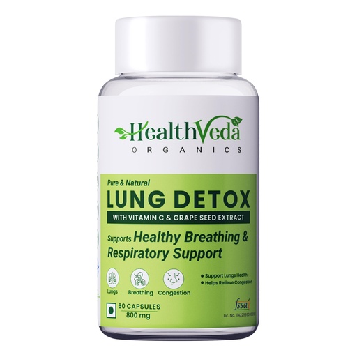 [BRSROEL4CAORU2TB] Health Veda Organics Lung Detox With Vitamin C & Grape Seed Extract | Supports Healthy Breathing, Detoxification of Lungs and Immunity (60 Veg Capsules)