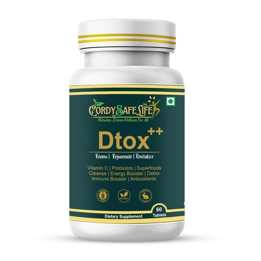 [BRSRGZDYOADREFYY] Dtox++ Holistic Detox Tablets | Ayurvedic Herbs + Spirulina + Probiotics | Gut Balance, Liver & Lymphatic Support | Gentle Cleansing & Daily Wellness | 60 Vegan Tablets
