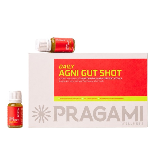 [BRSRGCQZBB5R4DLL] Agni Gut Shots - Daily Gut Detox Drink 15 Shots × 10 ml | A2 Bilona Ghee + Herbal Actives - Supports Gut Health, Reduces Bloating & Acidity | Gut Cleanse & Gut Care Ritual