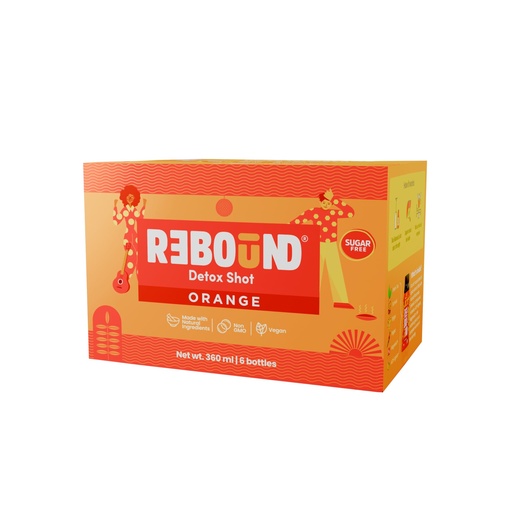 [BRSRGBLRPMGQ433U] Rebound Hangover fix - Pack of 6 Orange|Hangover recovery shot|Zero Sugar |