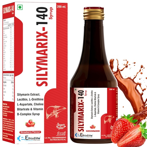[BRSRYZYLCEFRYDQV] Silymarix-140 Liver Support Syrup | Liver, Stomach & Digestion Wellness Support | Natural Detox & Body Cleanse Supplement | Antioxidant Rich Sugar Free Strawberry Flavour, 200ml