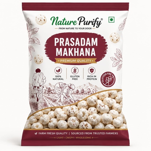 [BRSRGCA7PMDQK3DD] Nature Purify Premium Plain Phool Makhana 250GM | Raw Plain Phool Makhana| Rich in Calcium & Antioxidants| Handpicked Jumbo Size High Protein Fox Nuts/Premium Lotus Seeds for Fasting