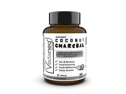 [BRSRMHQRAUNGAEI4] Coconut Charcoal Tablets Natural Activated Charcoal, Gas Reliever & Bloating Promotes Natural Detoxification Derived from Coconut Shells 500MG Dietary Supplement 30 Tablets