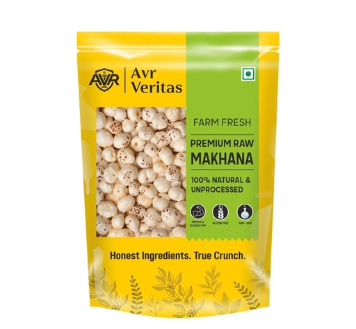[BRSRYZTYCEJQMEL4] AVR Veritas Premium Raw Makhana (Fox Nuts) Phool Makhana Lotus Seeds Crunchy & Versatile Snack Ingredient Hygienically PackedIdeal for Roasting, Cooking, Fasting & Daily Use 250g Pack of 1
