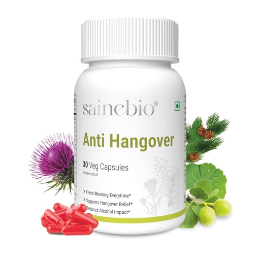 [BRSREEA3DICAG2T5] Sainebio Anti-Hangover Capsules | With Caffeine, N-Acetyl Cysteine, Milk Thistle & Herbal-Amino Blend | Natural Hangover Relief, Liver Detox, Rapid Hydration & Energy Support | Zero Sugar | 30 Capsules
