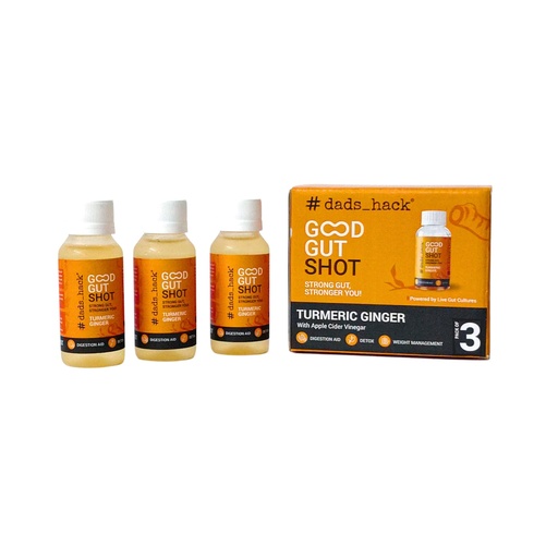 [BRSREAI6BNYGY3I3] Dad's Hack Good Gut Shot - Turmeric Ginger (Pack of 3) | Gut Health Shots containing Kombucha and Apple Cider Vinegar | 100% Natural and No preservatives. | Digestive Health