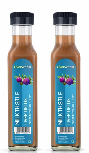 [BRSREAYZPMOQEDYV] LiverSenz | Milk Thistle Seed Juice (40%) + Raw Honey (20%) + Apple Cider Vinegar (40%) | Natural Liver Cleanse & Detox | Herbal Liver Support Supplement | Puressenz | 250 ml Pack of 2