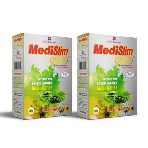 [BRSRAFI5CINR43DX] British Biologicals Medislim Gold | Advanced Weight Management Meal Replacement | High Protein, Low Fat & Sugar Free | With Essential Vitamins & Minerals | Garcinia Cambogia, Raspberry, Ketone | 500g (Pack of 2)