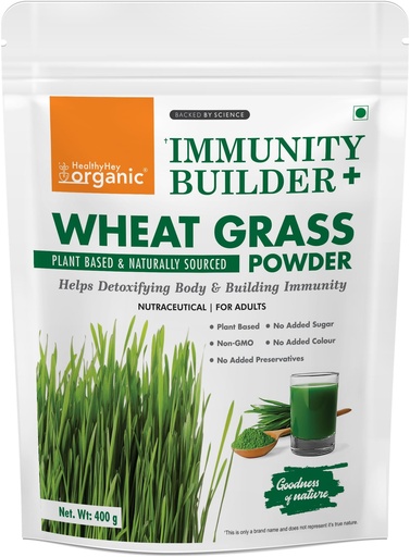 [BRSW2BQCCQNAAD36] HealthyHey Organic Wheat Grass Powder | Builds Immunity & Detoxify Body | 400 gram