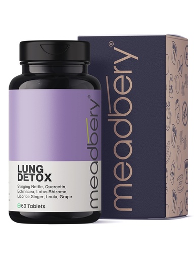 [BRSWYFARO4BAMAL7] Meadbery Lung Detox 100% Ayurvedic Lungs Detox For Smokers With Vitamins Mulethi Echinacea Natural Plant Extracts Removes Tar From Lungs And Liver Due To Smoke Air Pollution (Pack of 60 Tablets)
