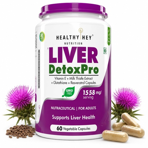 [BRSRMBA7AQJWGD32] HealthyHey Nutrition Liver DetoxPro - 1558mg per serving - 60 vegetable capsules