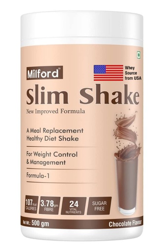 [BRSRMY36DNYQOYAY] Milford Slim Shake For Weight Management Meal Replacement with Protein,Dietary Fiber, Vitamins & Minerals, Easy to Digest, No Unnecessary Fats, Helps Weight Loss 500 GM ( 100 % Guarantee Of Result )