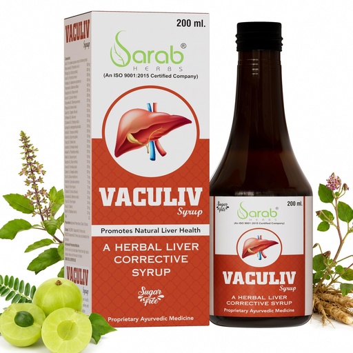 [BRSRYZD4CMPRMDLU] Sarab Herbs Vaculiv Syrup | Ayurvedic Liver Support Formula | Supports Liver Health, Digestion & Natural Detoxification | Sugar Free Herbal Syrup with Bhumi Amla, Bhringraj, Kutki & Giloy | 200 ml