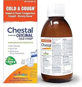 [BRSWIGY7BIDRM2DE] Boiron Chestal Adult Cold and Cough Syrup for Nasal and Chest Congestion, Runny Nose, and Sore Throat Relief - 6.7 Fl oz