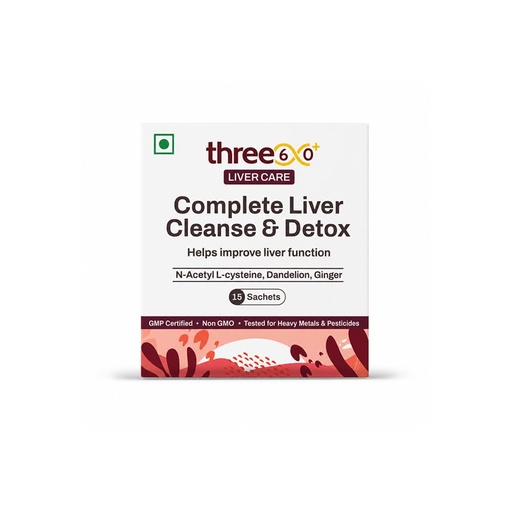 [BRSREGDROB5GK3TU] Three60+ Complete Liver Cleanse & Detox Supplement with NAC, Alpha Lipoic Acid, Dandelion & Ginger Extract | Liver Health, Detoxification & Digestive Support | Pack of 1