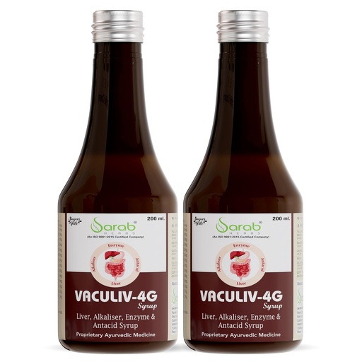 [BRSRYZLYPMPGAFL7] Sarab Herbs VACULIV-4G Syrup 200ml, Pack of 2 | Sugar Free Ayurvedic Herbal Syrup with Rohitak, Giloy, Bhringraj, Bhumi Amla, Punarnava, Kasni & Kutki | Traditional Herbal Formula