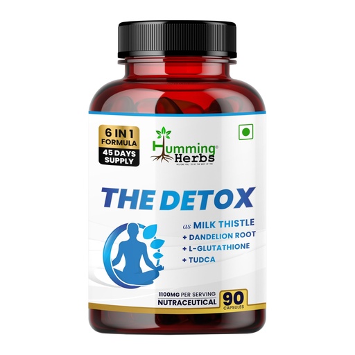 [BRSRGZAKAQFWA33U] Humming Herbs Liver Detox - Milk Thistle,TUDCA 100mg, Dandelion,Glutathione and Chicory Root Extract - 90 Capsules