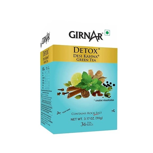 [BRSROCYKBMMG2GTH] Pink Delight Girnar Detox Green Tea - Desi Kahwa| 36 Tea Bags| 90 Gm + Green Elaichi 25 Gm