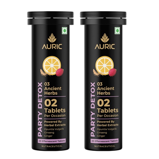 [BRSRYYAYORYBM2T5] Auric Party Detox Effervescent Tablet - Drop, Fizz & Drink - 40 Tablets
