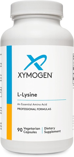 [BRSRMGQTCQAWKYLB] XYMOGEN L-Lysine 1000mg Capsules - Amino Acid Supplement to Support Synthesis of Collagen, Provides Balance to a High Intake of Arginine (90 Capsules)