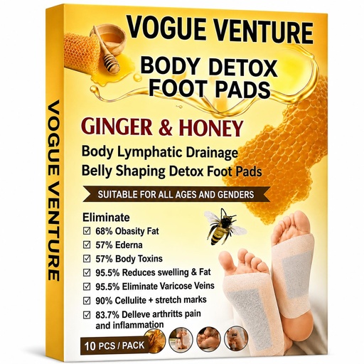 [BRSRGAYLAB6GCCDJ] VOGUE VENTURE Ginger Detox Foot Patches – Herbal Lymphatic Drainage Pads for Deep Sleep & Stress Relief | Overnight Foot Patch for Relaxation & Wellness | Natural Detox Foot Pads for Men & Women
