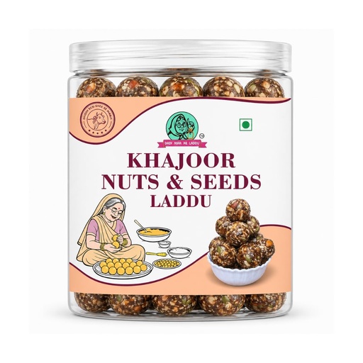 [BRSRGEIHO4CQAEL4] Khajoor Nuts & Seeds Laddu with Almonds, Cashew, PumpkinSeeds, WatermelonSeeds, SunflowerSeeds & Kishmish | Healthy Sugar-Free Energy Bites & Dry Fruit Ladoo (180g)
