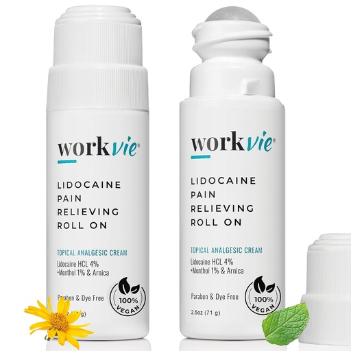 [BRSWGFQ6A4DR4C37] Lidocaine Roll On Pain Relief Cream 2pk Maximum Strength - Arnica, Menthol, Aloe Vera - Soothing Relief for Muscles and Joints - Sensitive Skin Friendly