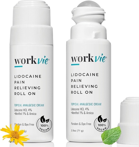 [BRSWGFQ6A4DR4C37] Lidocaine roll On Pain Relief Cream 2pk Maximum Strength - Arnica, Menthol, Aloe Vera - Soothing Relief for Muscles and Joints - Sensitive Skin Friendly