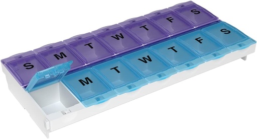 [BRSWIYTZPMCQCCL5] EZY DOSE (14 egun) AM/PM Pill Case, Medicine Planner, Bitamina-antolatzailea Box, 2X-Large Locking Comparts to Prescription Medicine and Prevental Accidental Spilling, Color May Vary, BPA Free
