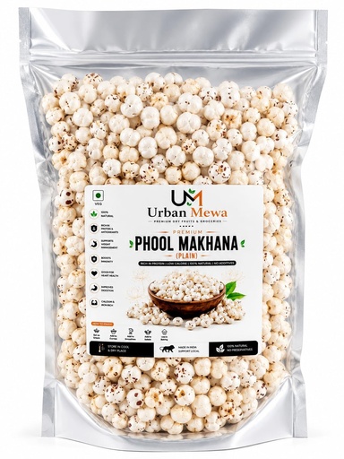 [BRSRY2QKCMNGMAI4] Urban Mewa Premium Phool Makhana 250gm – 100% Natural Plain Fox Nuts Superfood | Rich in Protein, Calcium & Low Calorie Diet Snack for Weight Management | Crispy Gluten-Free Raw Lotus Seeds for Roasting, Kheer & Smoothies