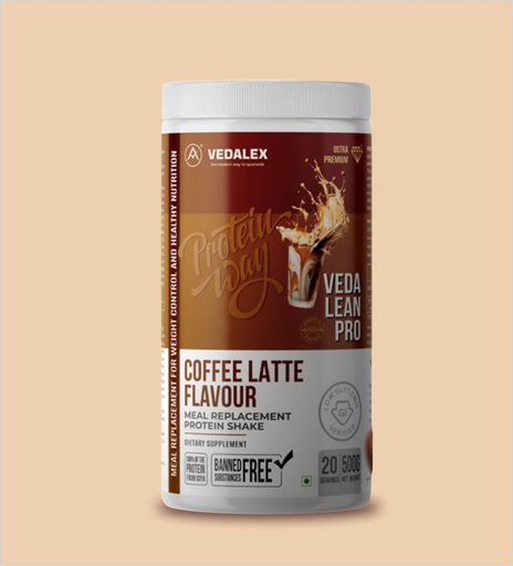 [BRSRGZQ6OIAR4F3J] 500g 20 Servings | To Lose Weight | Veda Lean Pro Protein Way – Coffee Latte Flavour | Meal Replacement Protein Shake | Low GI | High Soy Protein | Ultra Premium | Weight Control & Daily Nutrition
