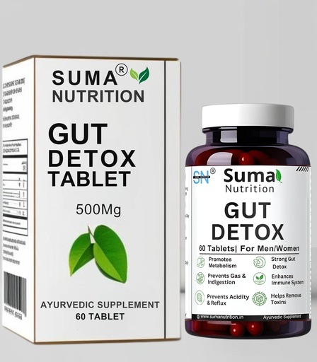 [BRSRABA5BMGQKETJ] Gut Detox Supplement | Natural Digestion Support, Bloating & Constipation Relief | Ayurvedic Gut Cleanse Tablet with Kutki | Men & Women - 60 Veg Tablets