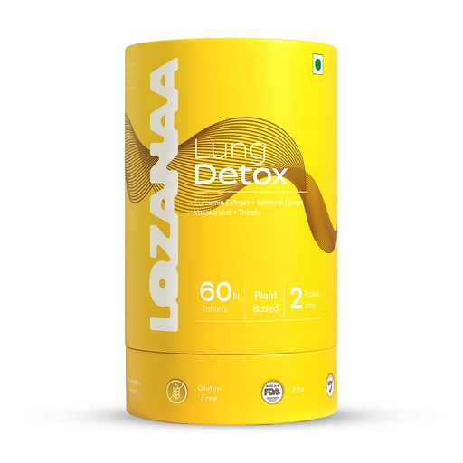 [BRSREFIYPMJQEHLF] Lung Detox Tablets | Natural Lung Cleanse for Pollution & Congestion | With 50 mg Curcumin, 200 mg Vasaka & 100 mg Beetroot Extract | Supports Clear Breathing & Respiratory Health | 60 Vegan Tablets