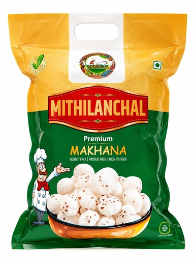 [BRSRYYYBDEIR6AL2] Mithilanchal Makhana Premium Fox Nuts, Natural Roasted Lotus Seeds, Gluten Free Protein Rich Snack, 250 Gram