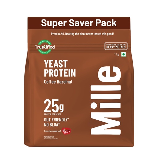 [BRSRYZQ7DIIQ2G3B] Mille Yeast Protein New Launch Super Saver Pack | 25g Protein/Scoop | Coffee Hazelnut | Fermented Yeast Protein Powder | No Bloat, No Added Sugar | Vegan | All 9 Essential Amino Acids | 1kg
