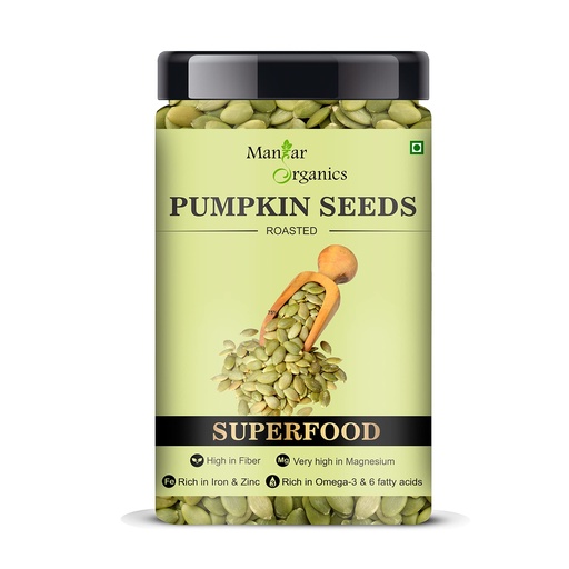 [BRSRMBIHBUMRO332] ManHar Organics Premium Roasted Pumpkin Seeds 500g Jar | Crunchy & Nutritious | Rich in Protein, Fiber & Healthy Fats | Ready to Eat