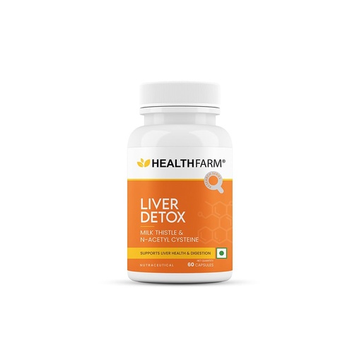 [BRSRGGI7CIPAOETP] Healthfarm Liver Detox with Milk Thistle & N-Acetyl Cysteine | Natural Body Cleanse, Digestive Enzyme Support & Fatty Liver Care | 60 Capsules