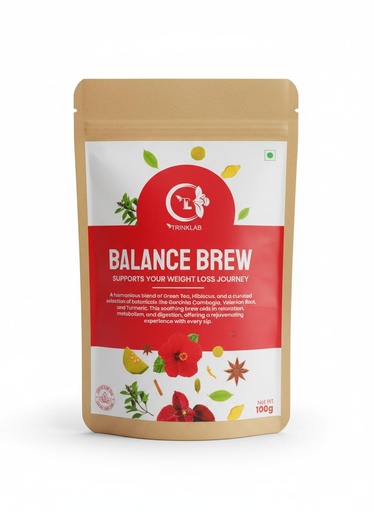[BRSREBT3BMPBEALO] Balance Brew Daily Herbal Detox Tea 100g Helps Weight management Gut Health | All-Natural herbs Hibiscus, Garcinia Cambogia, Valerian Root & Turmeric - Caffeine-Free