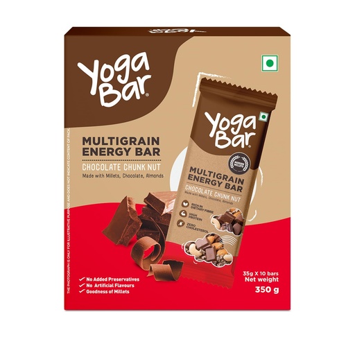 [BRSWIAI5AQOBU3AZ] Yogabar Energy Bars Chocolate Chunk | Multigrain Energybar | Pack of 10 x 35g Energy Bars | No Preservatives